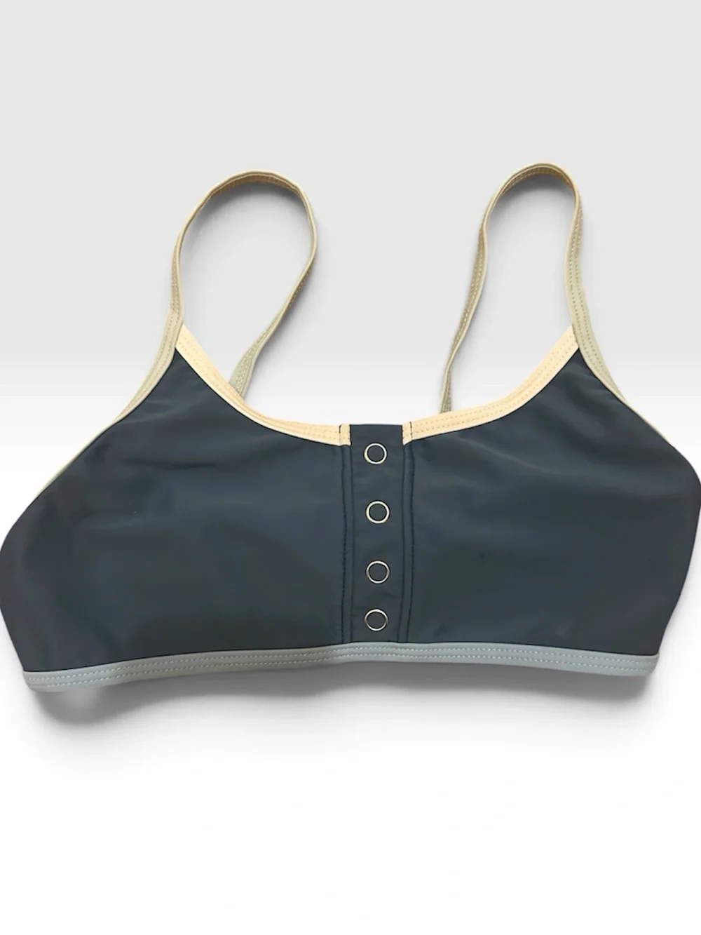 Damsel Tillys Navy Blue Bikini Top Size 12 Grommet Bralette Y2K Swim